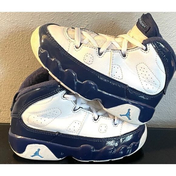Air Jordan 9 IX Retro UNC White University Blue Shoes Toddler SZ 8C 401812 145 - Picture 10 of 11